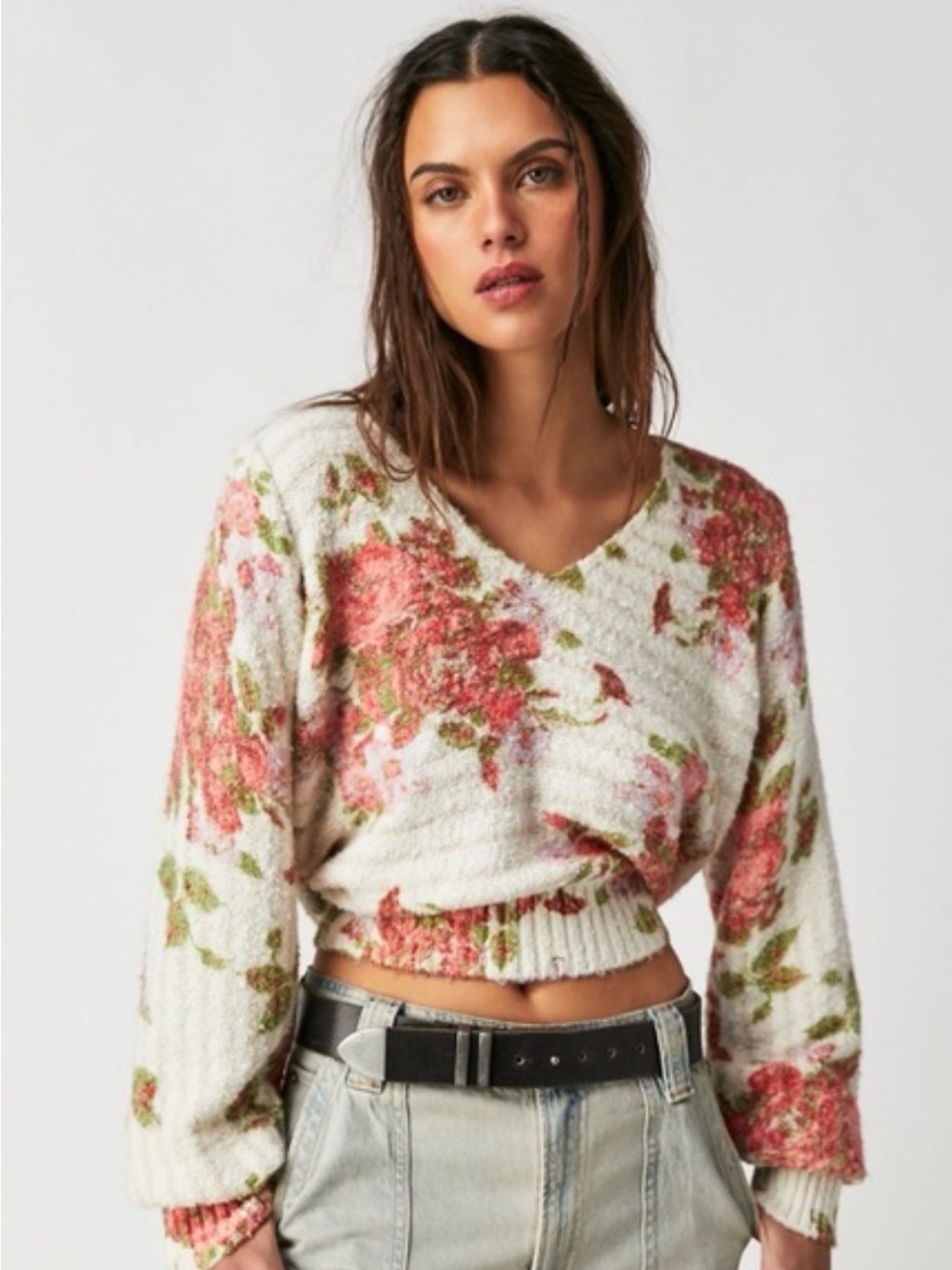 Free People Bed of Roses Sweater cotton blend - Picture 2 of 10